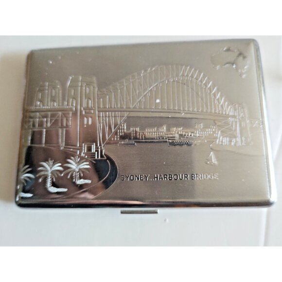 Vintage Souvenir Cigarette Case "Sydney Harbour Bridge" 4 3/4" x 3 1/2" - Picture 9 of 9